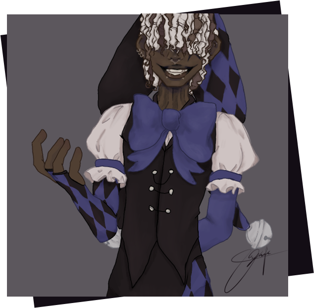 Drawing of a blue clown
