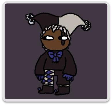 Drawing of a blue clown